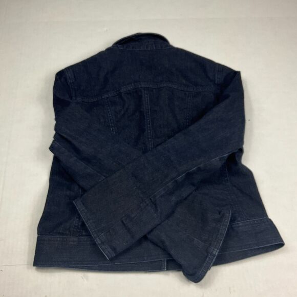 Talbots Dark Wash Denim Jean Jacket 4P Classic Cropped Fitted Preppy Minimalist - Picture 11 of 12